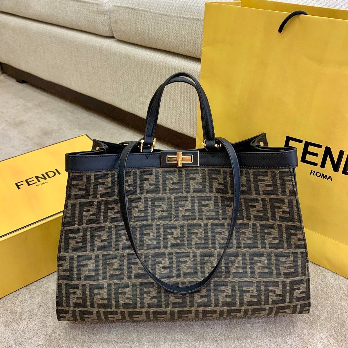 FND Peekaboo X-Tote Black FF Canvas Tote Bag