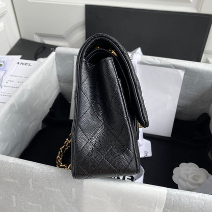 CHNL Classic Medium Flap Black/Gold Handbag