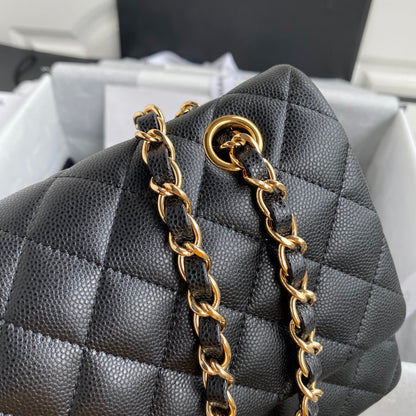 CHNL Classic Medium Flap Black/Gold Handbag