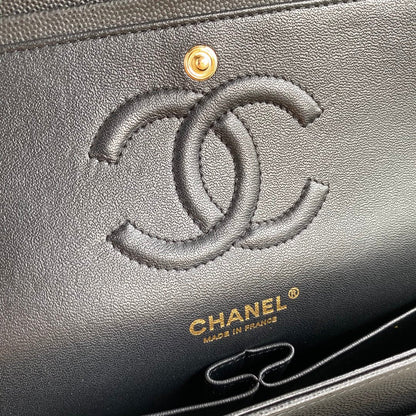 CHNL Classic Medium Flap Black/Gold Handbag