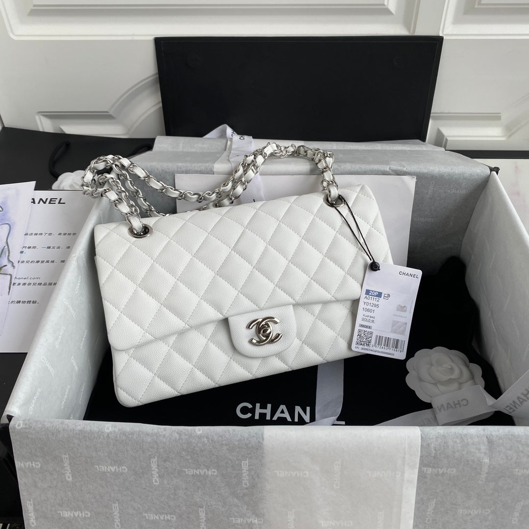 CHNL Classic Flap Silver Handle Handbag