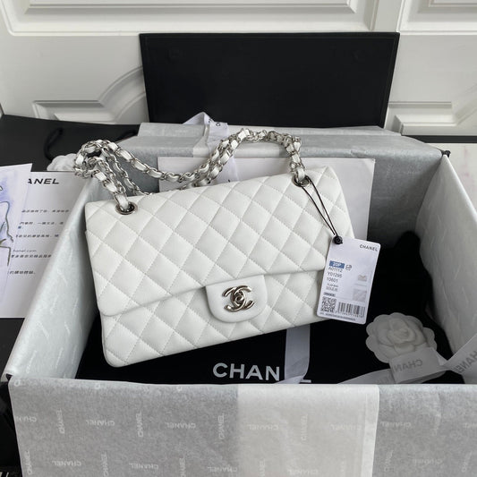CHNL Classic Flap Silver Handle Handbag