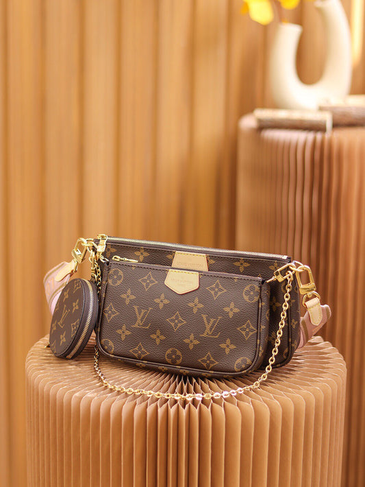 LV Multi Pochette Accessoires Monogram Canvas Rose Clair Handbag