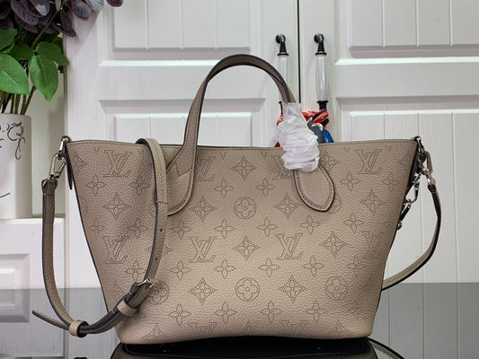 LV CarryAll PM Mahina Leather Galet Tote Bag