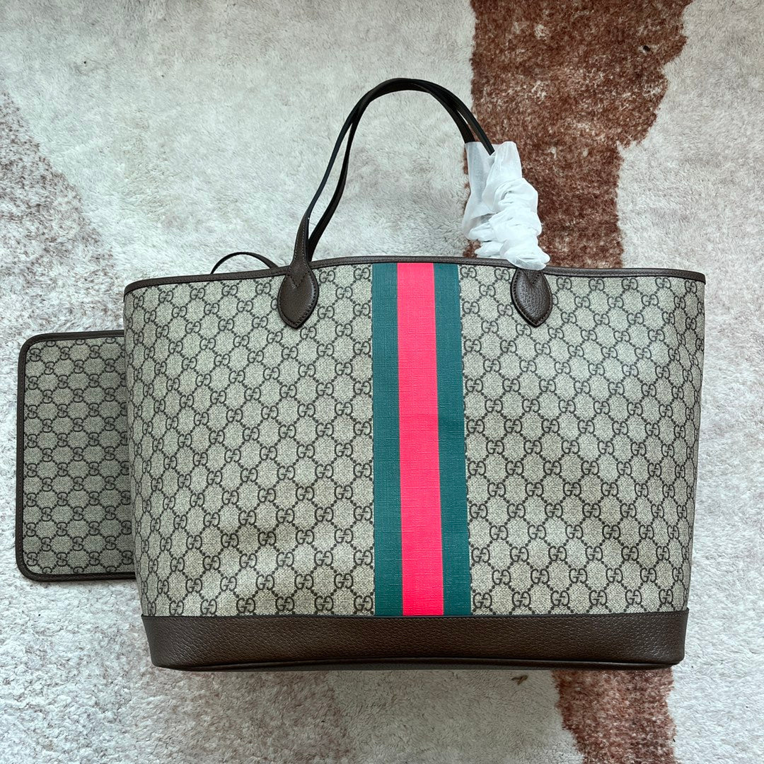 GCI Ophidia Large Supreme Canvas Web Pink/Green Tote Bag