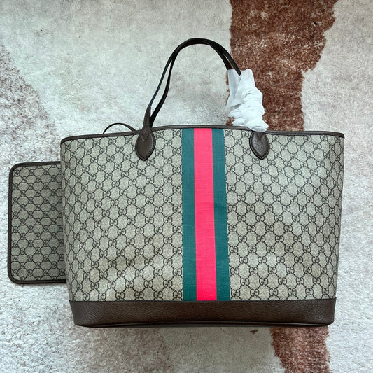 GCI Ophidia Large Supreme Canvas Web Pink/Green Tote Bag